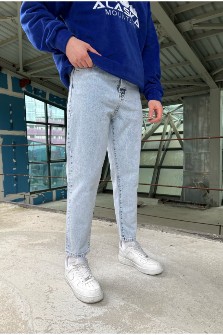  پوشاک | لباس مردانه شلوار جین مام فیت آبی یخی کورفیکسمن
